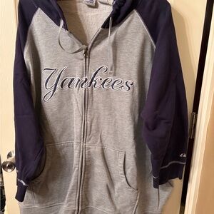 Majestic Gray and Blue Yankees Full Zip Hoodie Size 4X